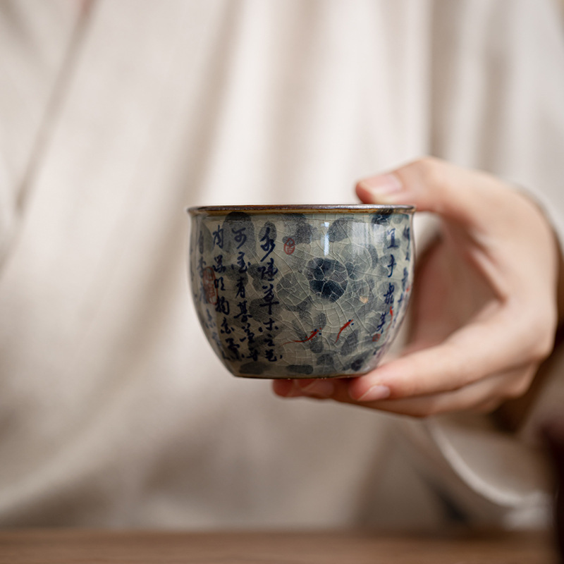 Cốc trà sứ trắng xanh cổ xưa bằng đất sét gốm cổ điển cốc chủ nhân Cốc gốm sứ Bộ trà cốc đơn bán buôn