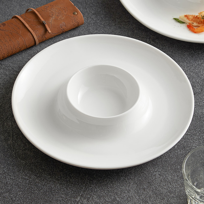 Đồ ăn phương Tây bằng gốm trắng, đĩa mũ rơm, nhà hàng khách sạn, đĩa nấu ăn phân tử, đĩa ăn, đĩa ăn đặc trưng, Bộ đồ ăn nghệ thuật