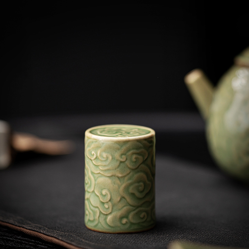 Nắp ấm bằng đất sét màu tím cổ điển, nắp ấm, nắp sứ, nắp bát, phụ kiện trà đạo, nắp ấm bằng sắt, men ngọc