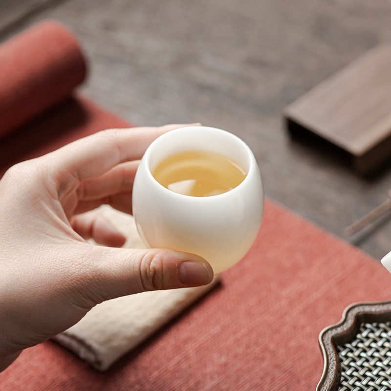 Cốc Trà Ngọc Bích mỡ cừu loại băng Cốc sứ trắng cốc chủ nhân cốc cá nhân cốc đơn Bộ trà Kung Fu Quà Tặng cốc hình quả trứng cốc trà