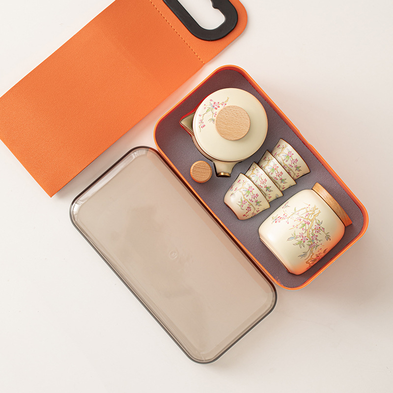 Bộ ấm trà du lịch Ruyao, thiết bị uống trà cắm trại ngoài trời, bộ nhỏ Kung Fu, một ấm và một cốc, cốc khách nhanh di động