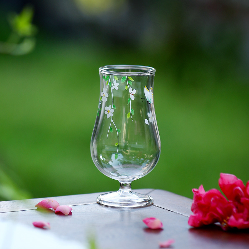 Ly trà thủy tinh borosilicat cao cấp Lễ hội Hoa, ly nếm trà xanh, bộ trà kung fu nhỏ tươi, ly nếm trà kiểu chén