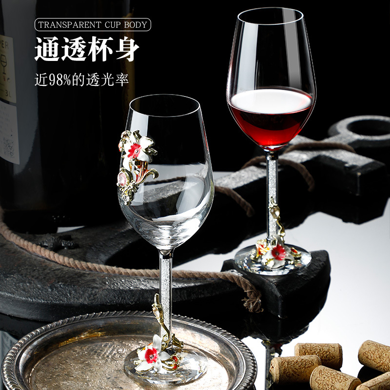 Phong cách châu Âu Iris Men rượu vang đỏ thủy tinh pha lê chân cao ly rượu vang kim cương trắng ly rượu sâm banh không chì bán buôn