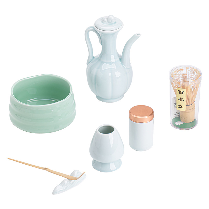 Bộ trà gốm sứ Bộ trà Langwen Matcha Dụng cụ pha trà thời Tống Bộ trà đạo Baibenli Matcha Bàn chải trà Bộ đồ đứng