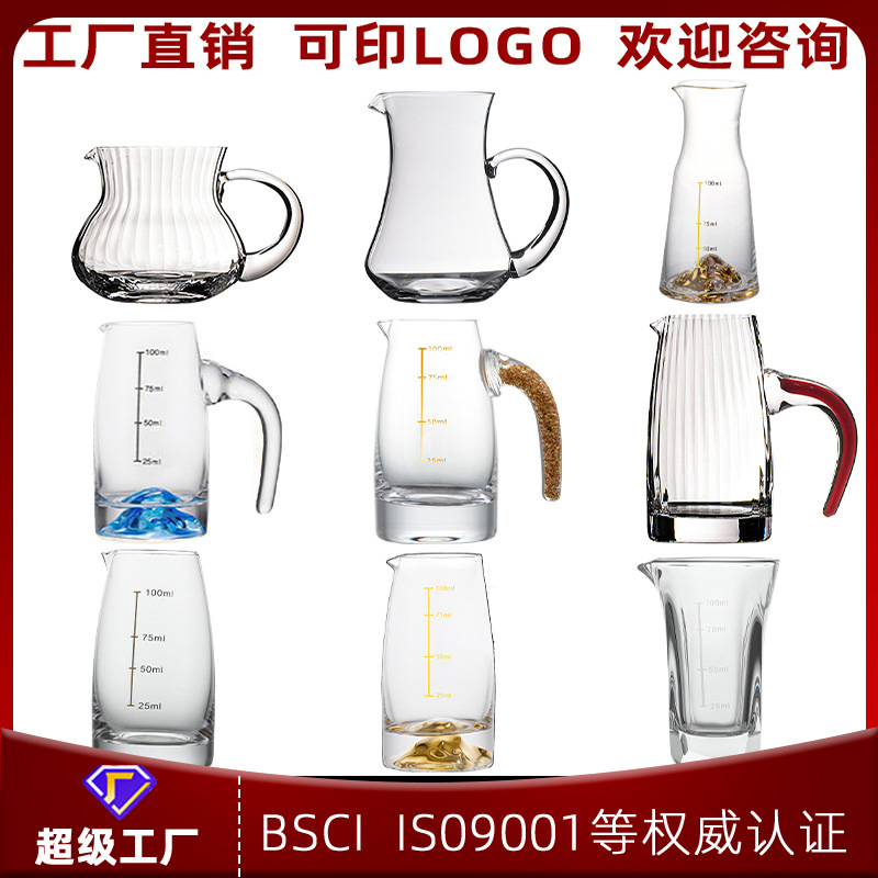 Nhà sản xuất bán buôn vàng lá vàng kim Bình chia rượu dụng cụ uống rượu gia dụng thủy tinh pha lê cao cấp Có thang đo thay thế