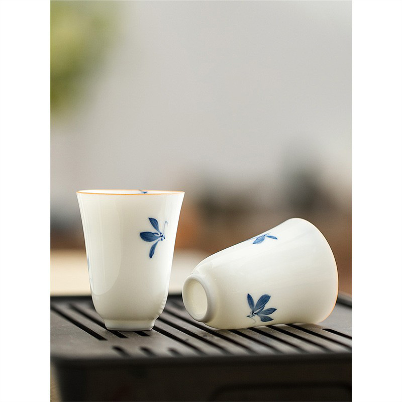 Cốc trà hoa mộc lan vẽ tay cốc trà gốm sứ phòng khách gia dụng cốc đơn cốc chủ nhân cốc trà cốc trà giá trị cao