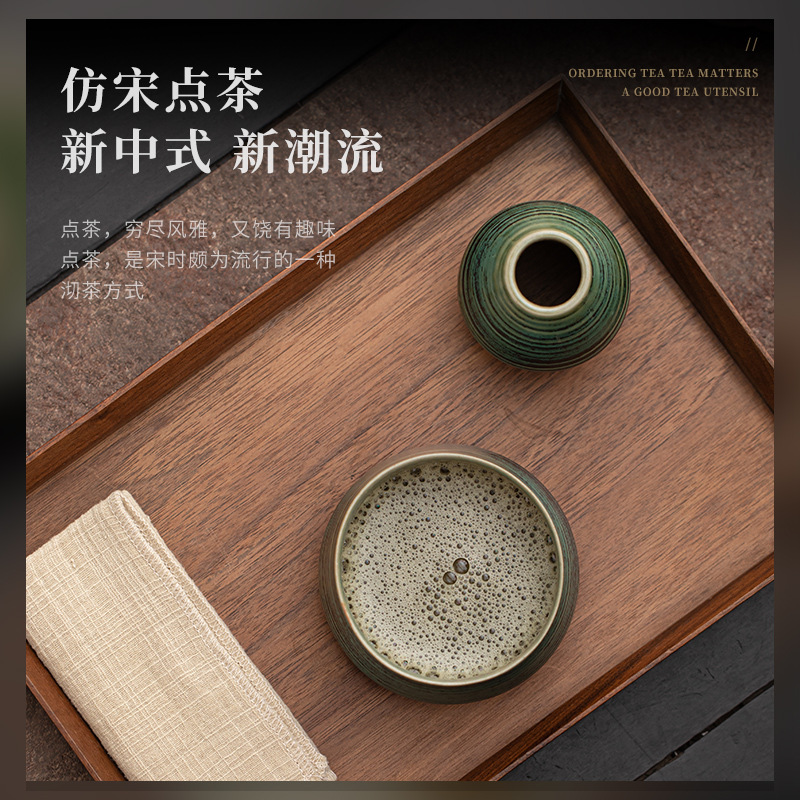 Bình trà matcha kiểu Nhật, bát matcha đứng, bộ đồ trà gọi trà thời Tống, bộ đồ đánh trứng matcha