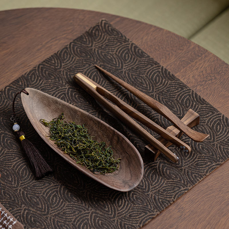Bộ trà ba mảnh gỗ Đàn hương đen Bộ trà Kungfu Bộ trà gỗ rắn phụ kiện trà đạo thìa Trà Tách trà Dụng cụ đánh thức trà