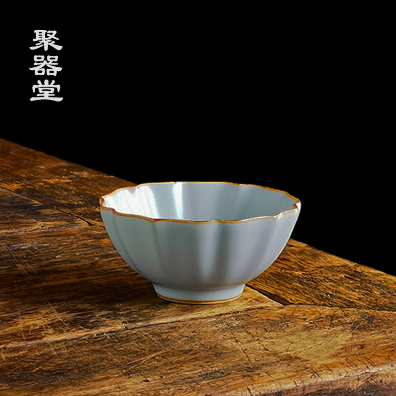 Tách trà gốm sứ Ru Kiln Master màu xanh Tianqing cổ điển, họa tiết nứt, dùng pha trà, trà Kung Fu, tách đơn.