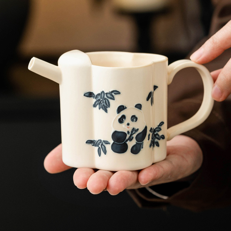 Cốc gấu trúc vẽ tay, cốc pha trà gốm sứ chịu nhiệt, dụng cụ pha trà Haifen, dụng cụ pha trà Kung Fu gia dụng, cốc đều