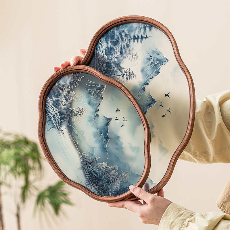 Khay trà thủy tinh phong cách Trung Quốc Hàn Giang Tuyết khay đựng trà Bộ trà cổ điển cao cấp bằng tre Phụ kiện Khay đựng trà Khay đựng trái cây