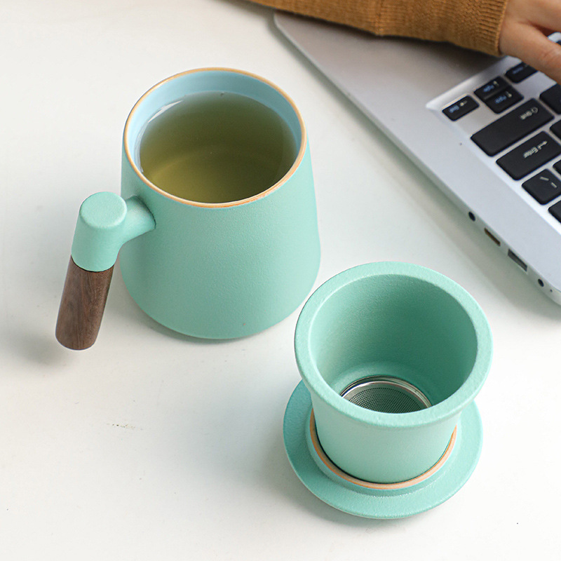 Cốc pha trà tách nước uống cốc sứ Nam Nữ dung tích lớn Cốc văn phòng cốc trà lọc có nắp