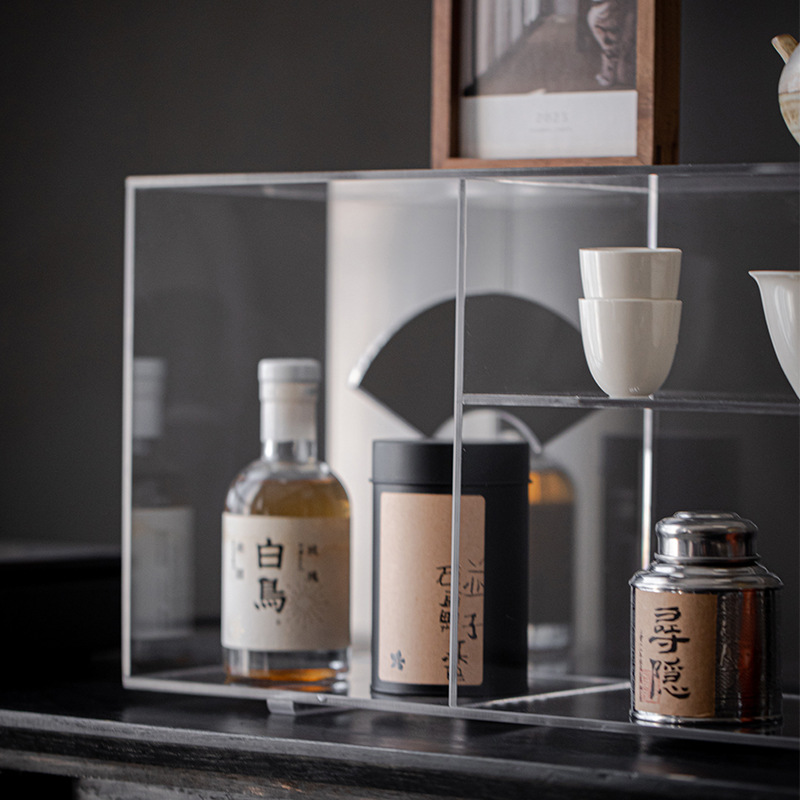 Giá để đồ Acrylic trong suốt để đồ Bộ trà Kung Fu ấm trà có nắp chén trà trưng bày Kệ Bogu để bàn