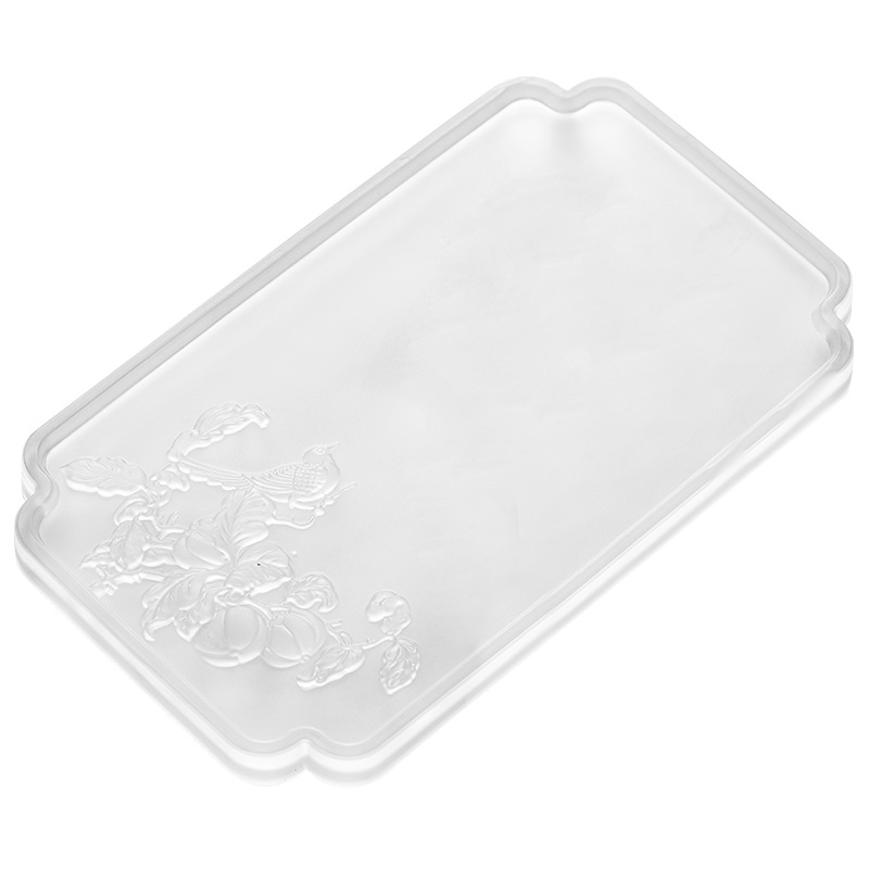 Đĩa pha khô hình vuông sự kiện hạnh phúc Khay trà thủy tinh pha lê Bộ trà bàn trà đơn giản kiểu Trung Quốc cỡ nhỏ khay thoát nước