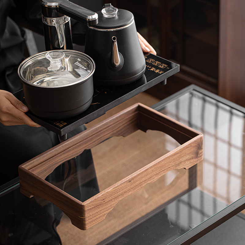Khung bếp điện trà gỗ óc chó khung gỗ nguyên khối 20*37cm bàn trà nhúng khung giá đỡ điện từ