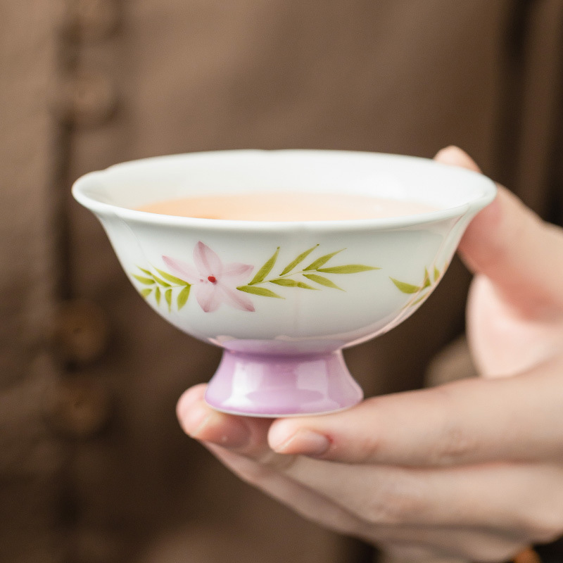 Gradient tím gốm sứ tách trà giấc mơ khóa khuôn mặt cánh hoa cốc chủ sở hữu cổ điển thanh lịch cốc uống một người cốc trà đơn