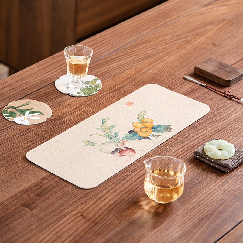 Mười hai loại rau trộn, bàn trà lớn, đệm trà thiền, đệm tạo bọt khô, bộ trà, đệm cách nhiệt, đệm cốc, đệm ấm, phụ kiện trà đạo