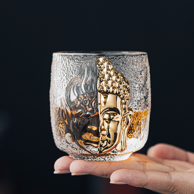 Chén một niệm Thành Phật cốc thủy tinh pha lê cốc trà Jianzhan cốc chủ nhân cốc đơn cốc Thiền cốc thủy tinh cốc nước trà Kung Fu gia dụng