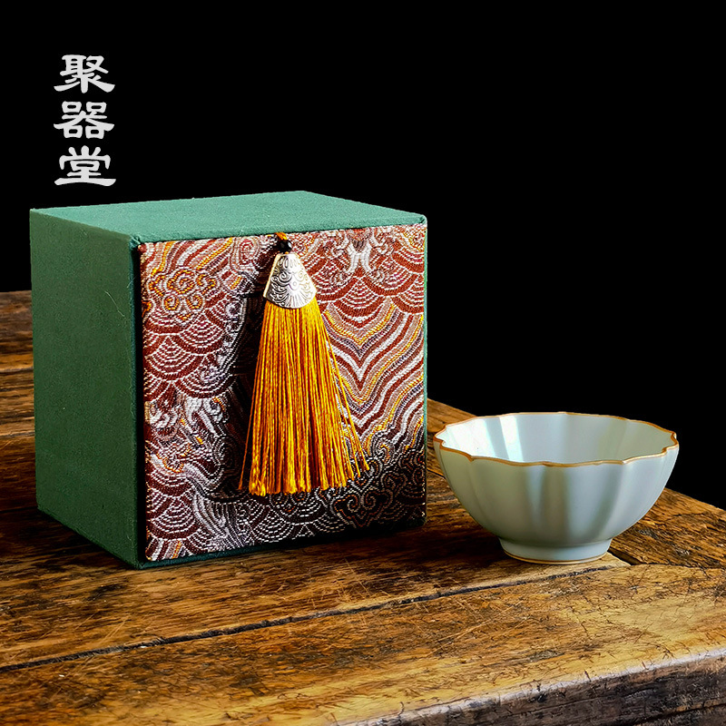 Tách trà gốm sứ Ru Kiln Master màu xanh Tianqing cổ điển, họa tiết nứt, dùng pha trà, trà Kung Fu, tách đơn.