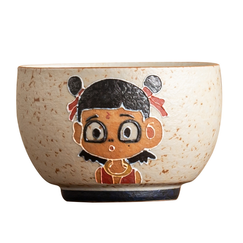 Nezha Naohai La Hán Cốc màu xanh và trắng Đá lửa Đỏ Cốc trà Kung Fu Cao cấp Cốc chủ nhân lớn Uống trà Cốc trà đơn