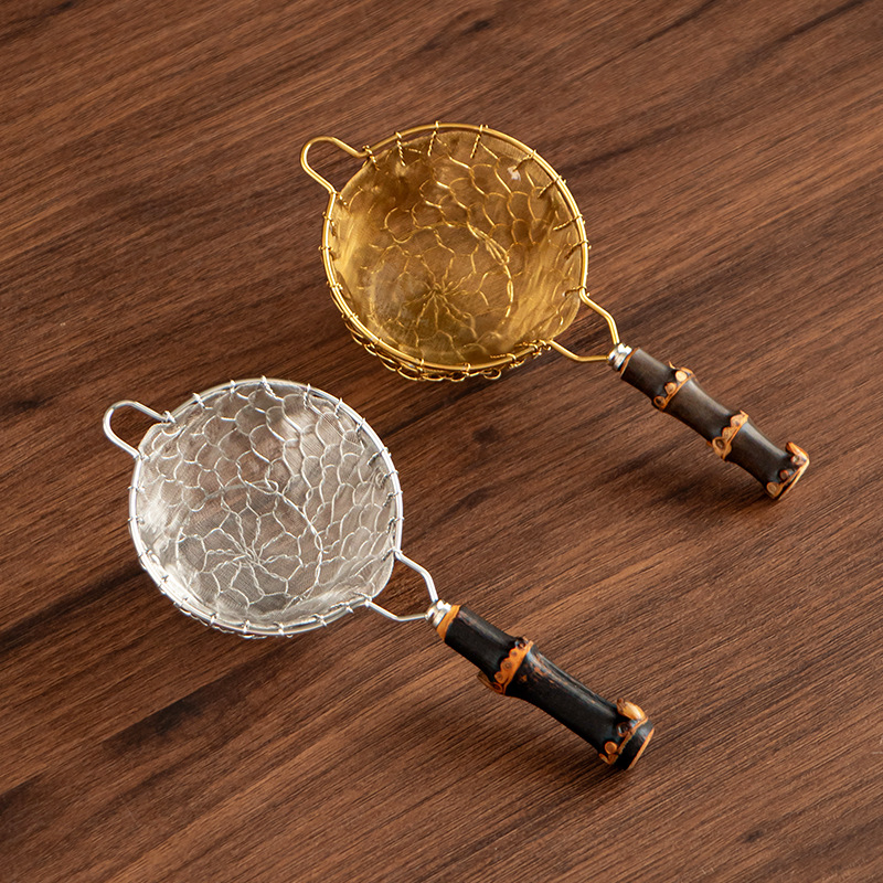 Bán buôn bộ lọc trà lọc trà Zizhu bộ lọc dệt tay bộ lọc trà Kung Fu phụ kiện bộ trà tre sáng tạo phễu trà titan