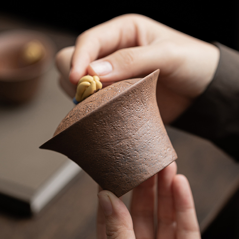 Bát có nắp hai bầu su Xiangyun, bát pha trà gia dụng cổ điển đất sét đá cũ, cốc trà có nắp, bộ trà Kung Fu gốm sứ