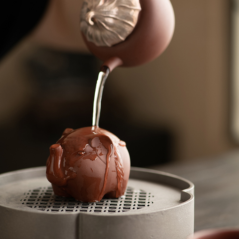 Tượng voi trà thú cưng dành cho phụ kiện trà đạo, điêu khắc sáng tạo Yixing voi tốt lành.