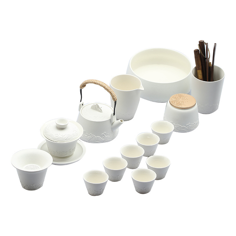 Bộ dụng cụ pha trà Kung Fu gia dụng văn phòng 2024 mẫu mới sang trọng nhẹ ấm pha trà cao cấp có nắp chén trà bán buôn