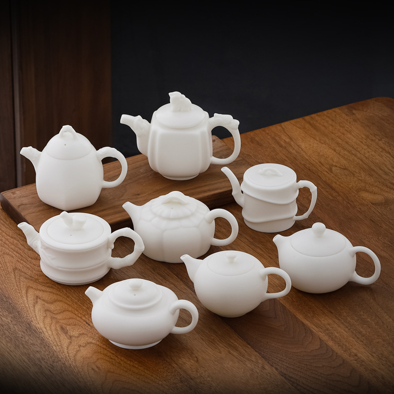 Bán buôn bánh chay Trung Quốc Bạch Đức Hoa mỡ cừu ngọc trắng sứ gốm sứ gia dụng Bộ trà ấm trà Hộp quà ấm đơn