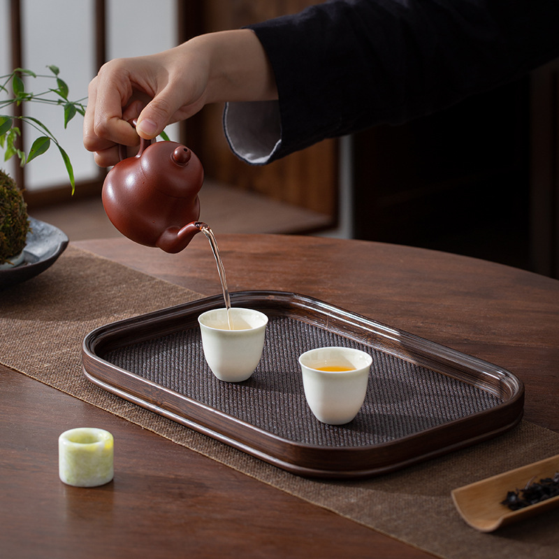 Khay màu bộ ấm trà khay trà khay nướng đĩa bánh mì trái cây khay bánh mì hình tròn hình chữ nhật tre trúc gỗ rắn để đồ