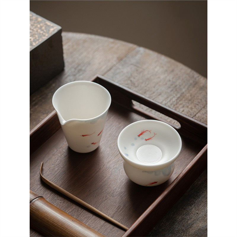 Bộ trà gốm sứ, tách trà, bình tách trà Ru lò, bộ lọc toàn sứ vẽ tay, bán buôn trà