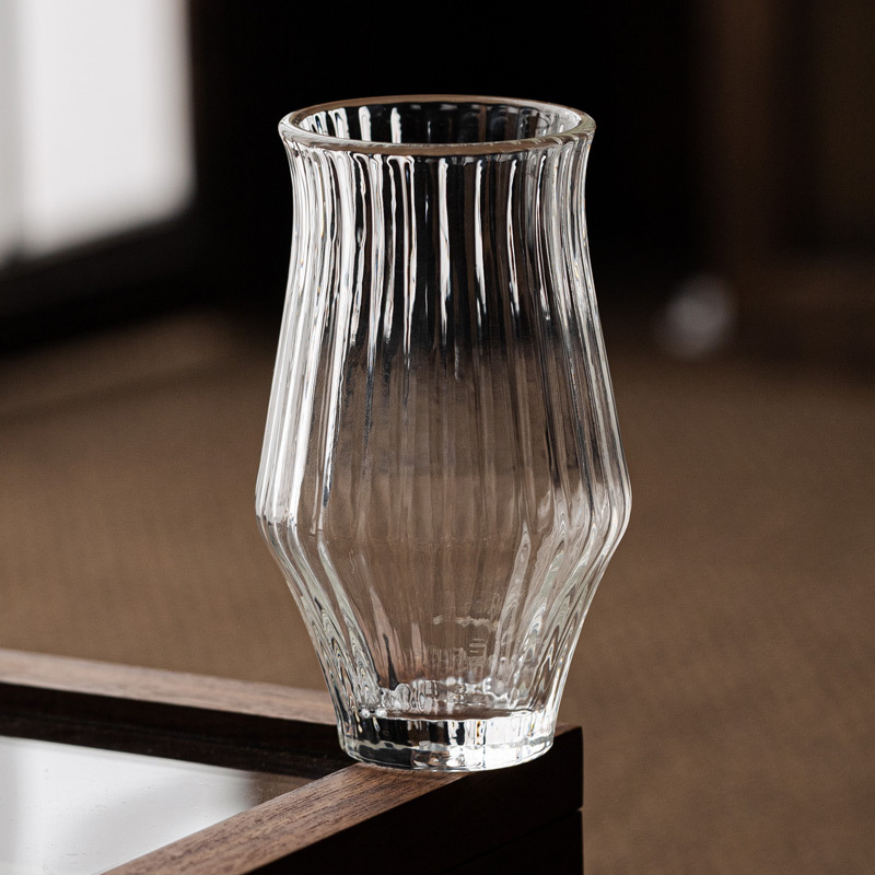 Cốc thủy tinh chịu nhiệt vân dọc làm bằng tay kiểu Nhật cốc uống trà gia dụng cốc chủ nhân chuyên dụng cá nhân Cốc uống nước trong suốt
