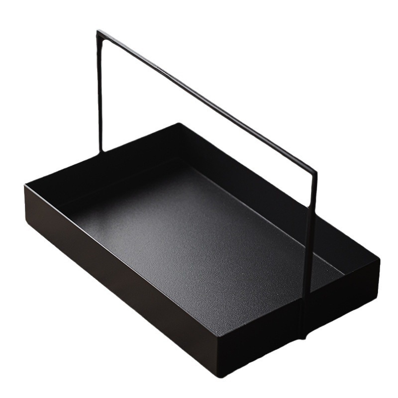 Giỏ sắt nghệ thuật mới của Trung Quốc Da'antang Hộp đựng đồ Bộ trà bằng sắt màu đen hộp đựng trà Khay trà mẫu đồ trang trí phòng