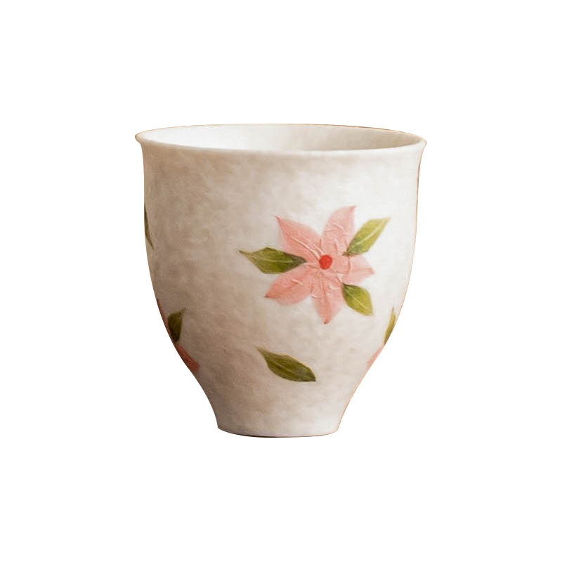 Cốc trà hoa anh đào trắng khai thác đá, bộ trà kungfu gia dụng, cốc chủ nhân gốm sứ, cốc đơn, tách trà, cốc trà chuyên dụng