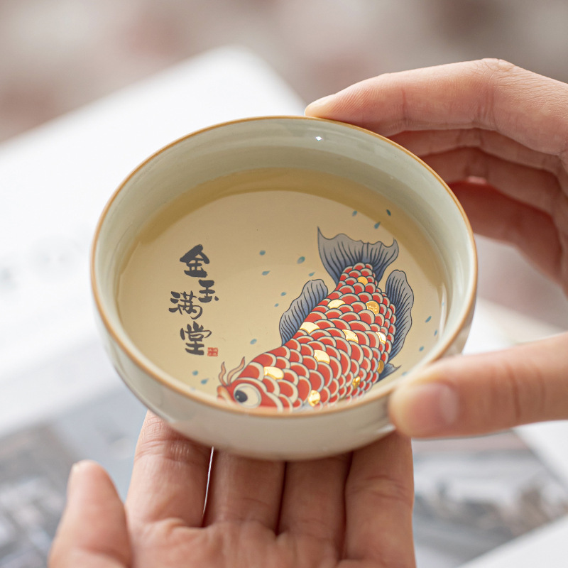 Cốc chủ nhân màu xám thực vật, tách trà đơn, tách trà, tách trà vàng ngọc, cốc trà Pu'er dung tích lớn, cốc trà ngon