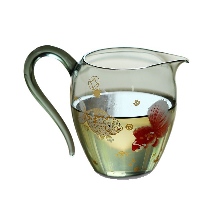 Cốc chia trà thủy tinh chịu nhiệt trong suốt cao dành cho phụ kiện trà đạo Gongdao.