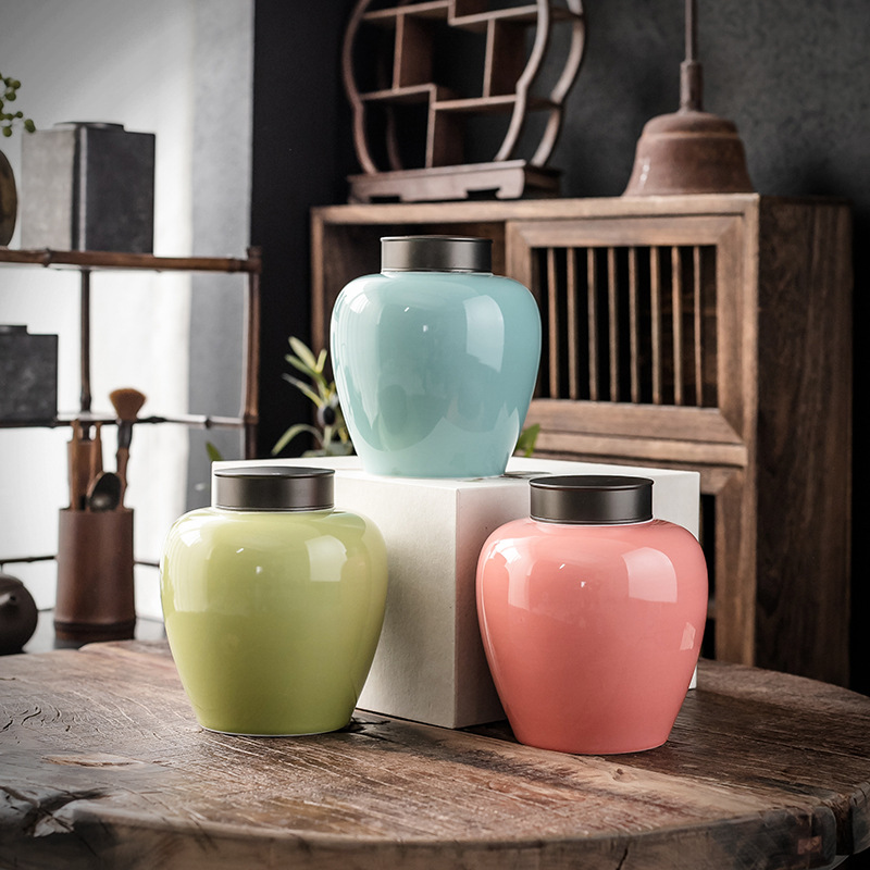 Bán buôn bình trà gốm sứ phong cách retro bình kín bình bảo quản bình rỗng Bình gốm sứ phong cách Trung Quốc