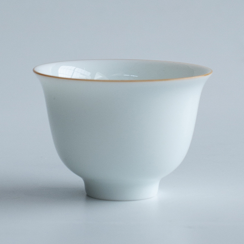 Cốc chủ nhân màu xanh bóng trắng sứ Đức Hoa cốc khách bào thai mỏng thủ công cốc trà cốc trà Kung Fu cốc trà uống trà gia dụng cốc trà kiểu Trung Quốc