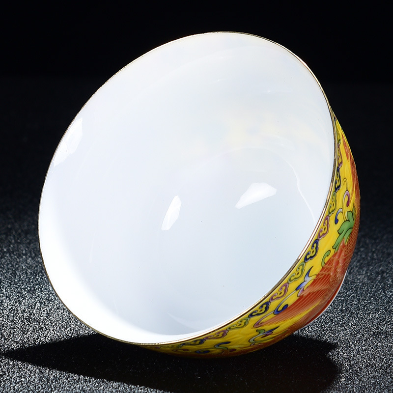 Cốc trà cốc chủ nhân gốm sứ cốc đơn men màu lớn rồng phượng cốc thiền chén pha trà bát trà bán buôn