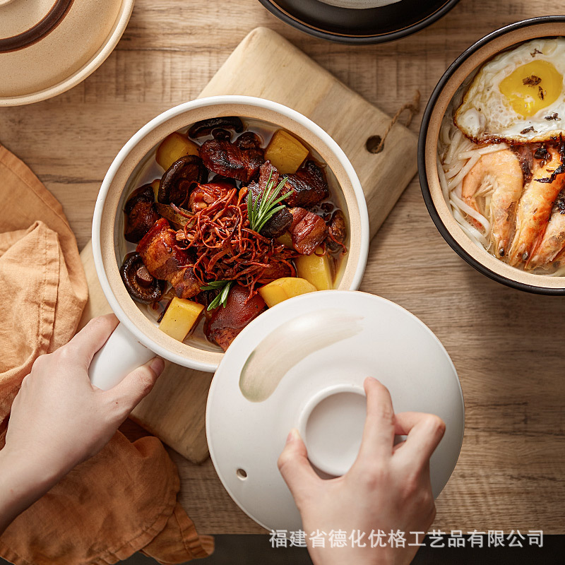 Nồi hầm kiểu Nhật có tay cầm nồi hầm dùng gas gia dụng nồi hầm đặc biệt cho một người cho cơm niêu bếp gas