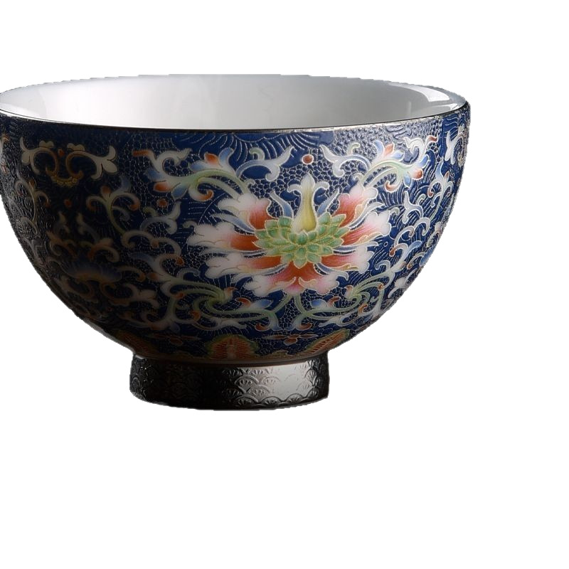 Cốc trà Kung Fu gốm sứ màu bạc chạm khắc Huang Xudong cốc đơn cốc đơn cốc trà men cao cấp chuyên dụng cá nhân