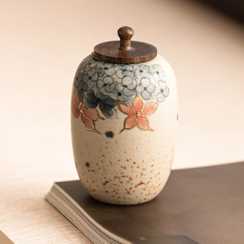 Hộp đựng trà bằng gốm sứ màu xanh và trắng, bộ trà sáng tạo sơn vàng, hộp đựng trà chống ẩm