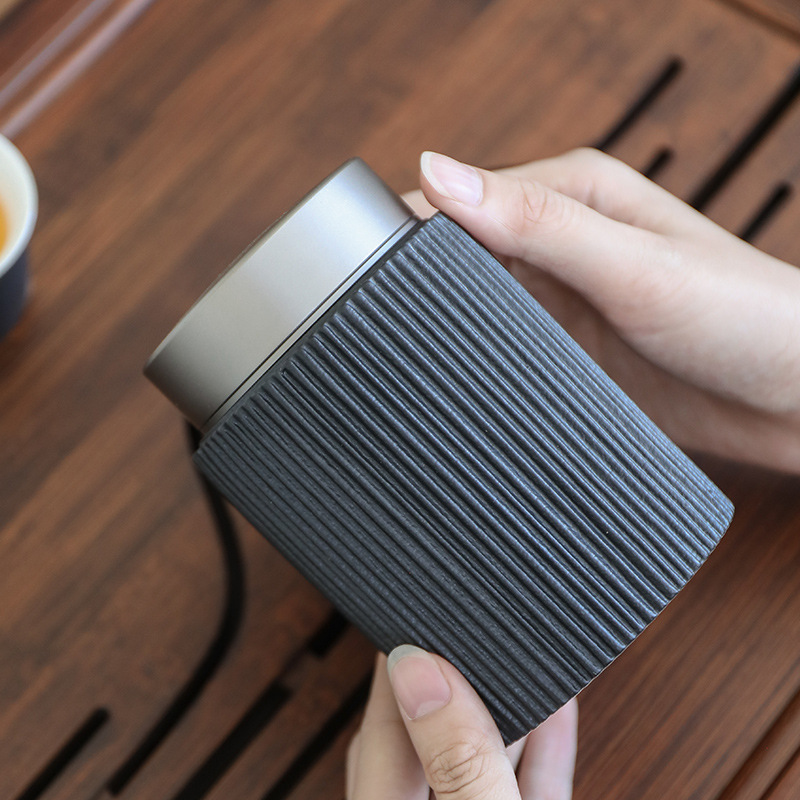 Bình trà nhỏ bằng gốm sứ, hộp trà kín du lịch cầm tay, Bình đựng trà, bình trà Pu'er, bình đựng trà xanh đỏ
