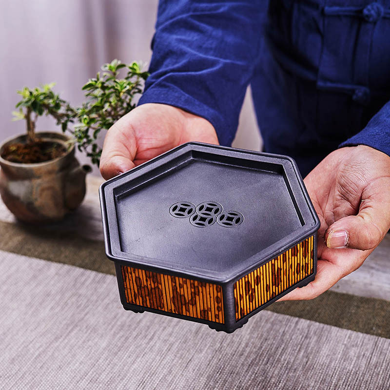 Ấm trà bằng tre Tương Phi, khay trà thủ công cổ điển, khay trà pha khô, khay đựng nước, dụng cụ trà Triều Châu, Tương Phi