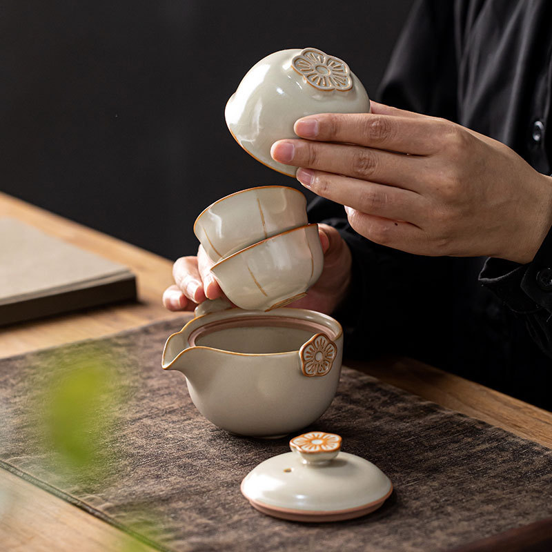 Bộ ấm trà du lịch Ruyao, cốc khách nhanh bằng gốm di động, sự kiện kinh doanh, biểu tượng quà tặng kỷ niệm cửa hàng