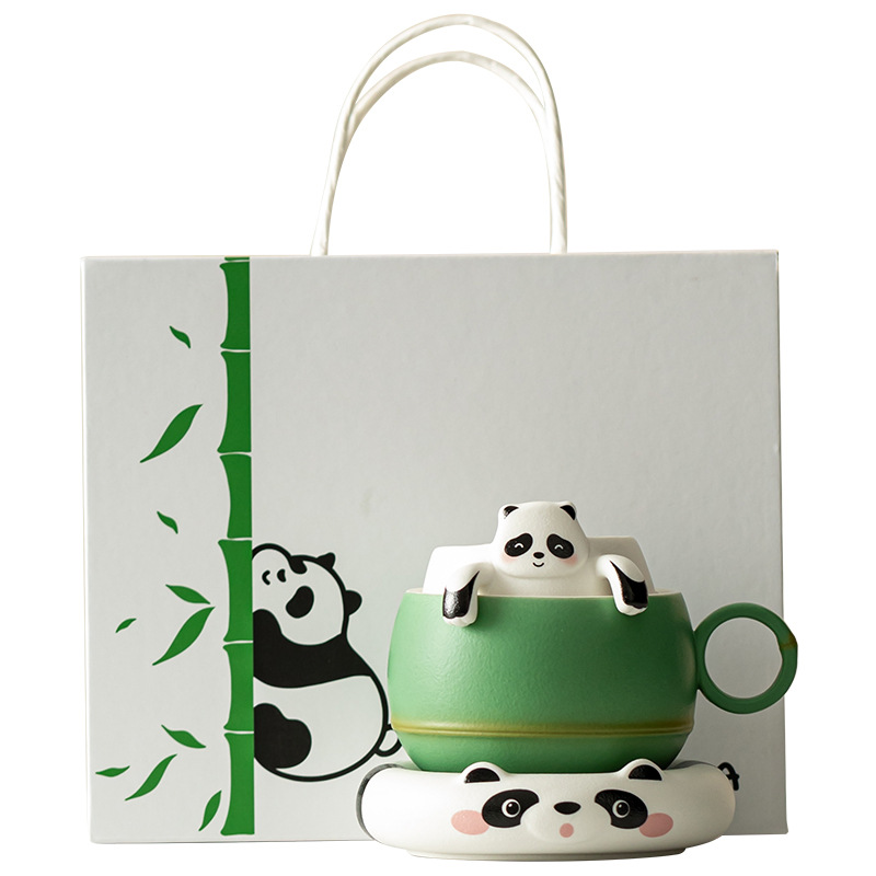 Cốc cà phê trà Popxiong cốc văn phòng gốm sứ dễ thương cốc nước cốc cốc lọc cốc trà có đế lót ly hộp quà tặng