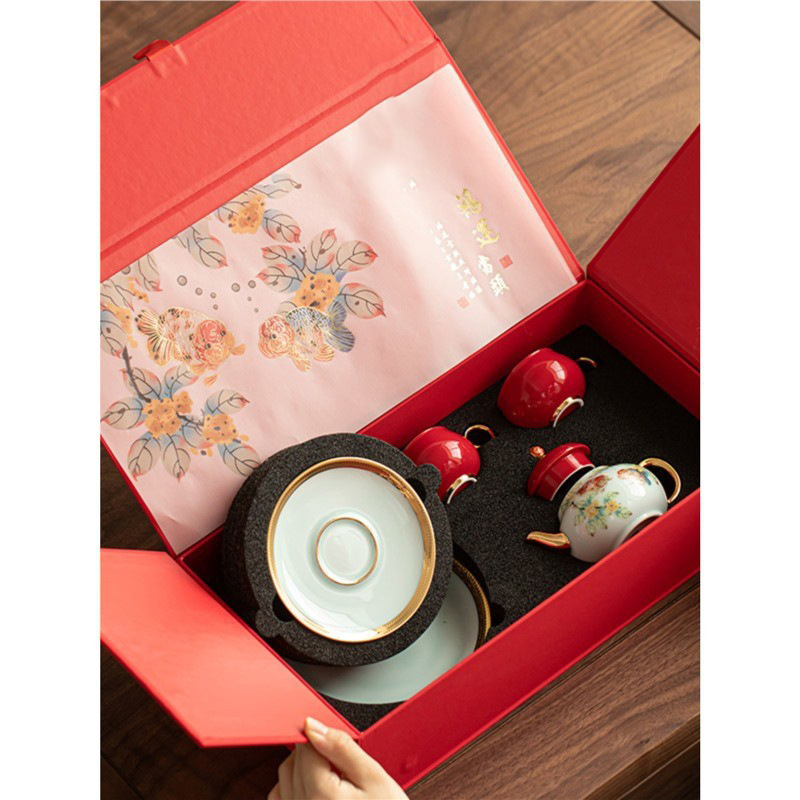 Ấm trà Fortune Dangtou Bộ ấm trà Kung Fu một ấm hai chén gia dụng cao cấp Trung thu Ngày nhà giáo quà tặng bán buôn