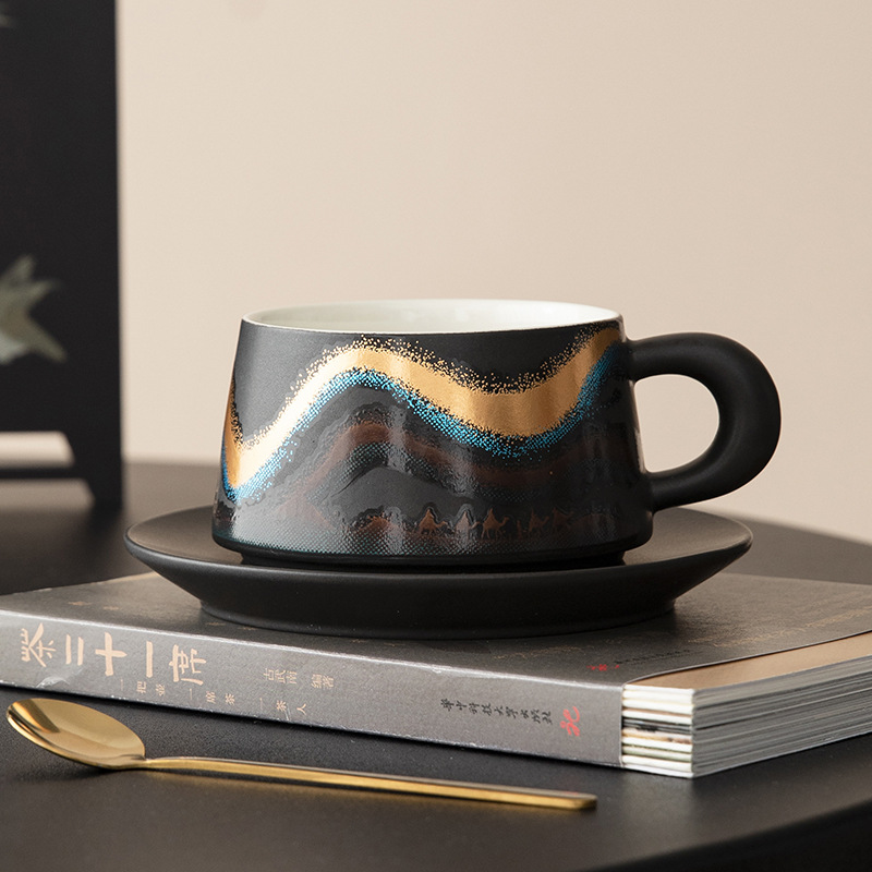 Cốc cà phê gốm sứ đổi màu tiếp xúc với nhiệt, cốc nước con đường tơ lụa cổ điển Trung Quốc, cốc Mark giá trị cao, quà lưu niệm sáng tạo