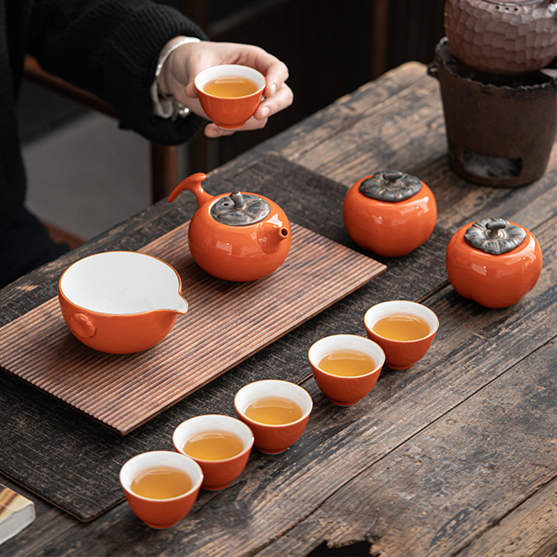 Bộ ấm trà Chupu Everything Ruyi Bộ ấm trà gốm sứ Bộ trà Kung Fu Hộp quà Bộ trà doanh nhân Quà Tặng