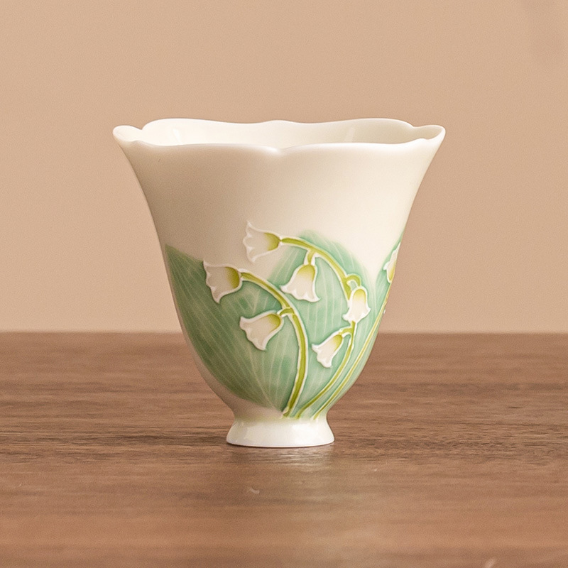 Hàng đống vẽ tay chạm khắc hoa lan thung lũng hoa hướng dương cốc trà Kung Fu cốc trà phục vụ khách gia đình cốc trà cốc trà cốc chủ nhân